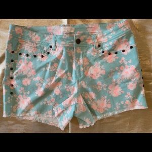 Floral Print Jean Shorts